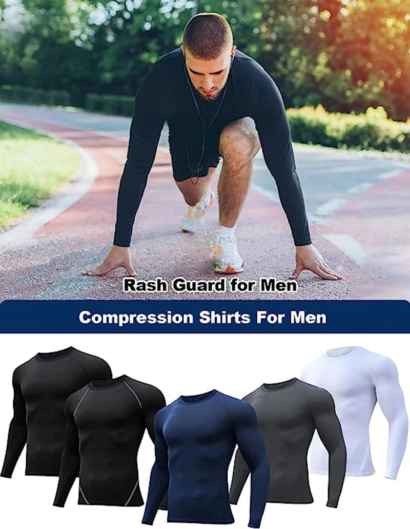 Spider Print Long Sleeve Compression Shirt for Men Fitness