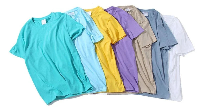 100% Cotton T-shirt Men Women Solid Color