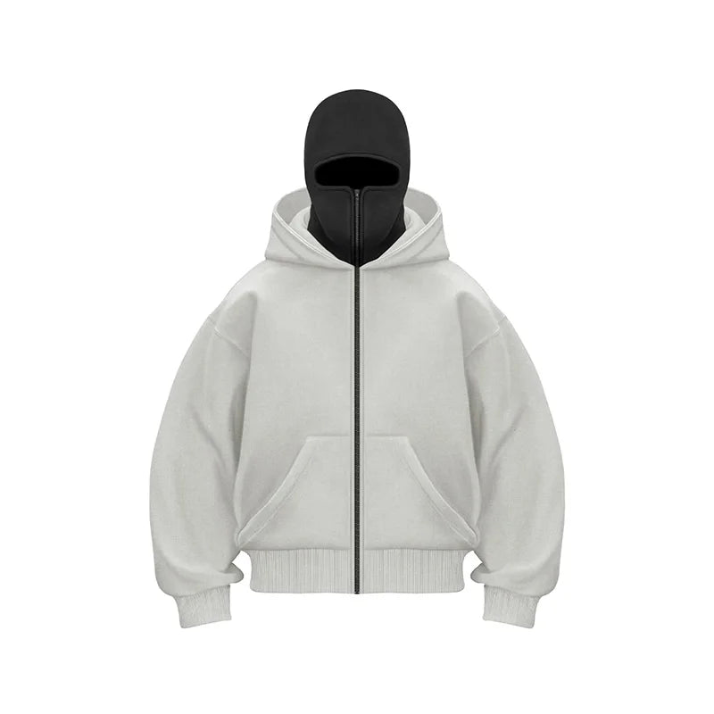 Double Hoodie Attached Ski Mask For Men Women