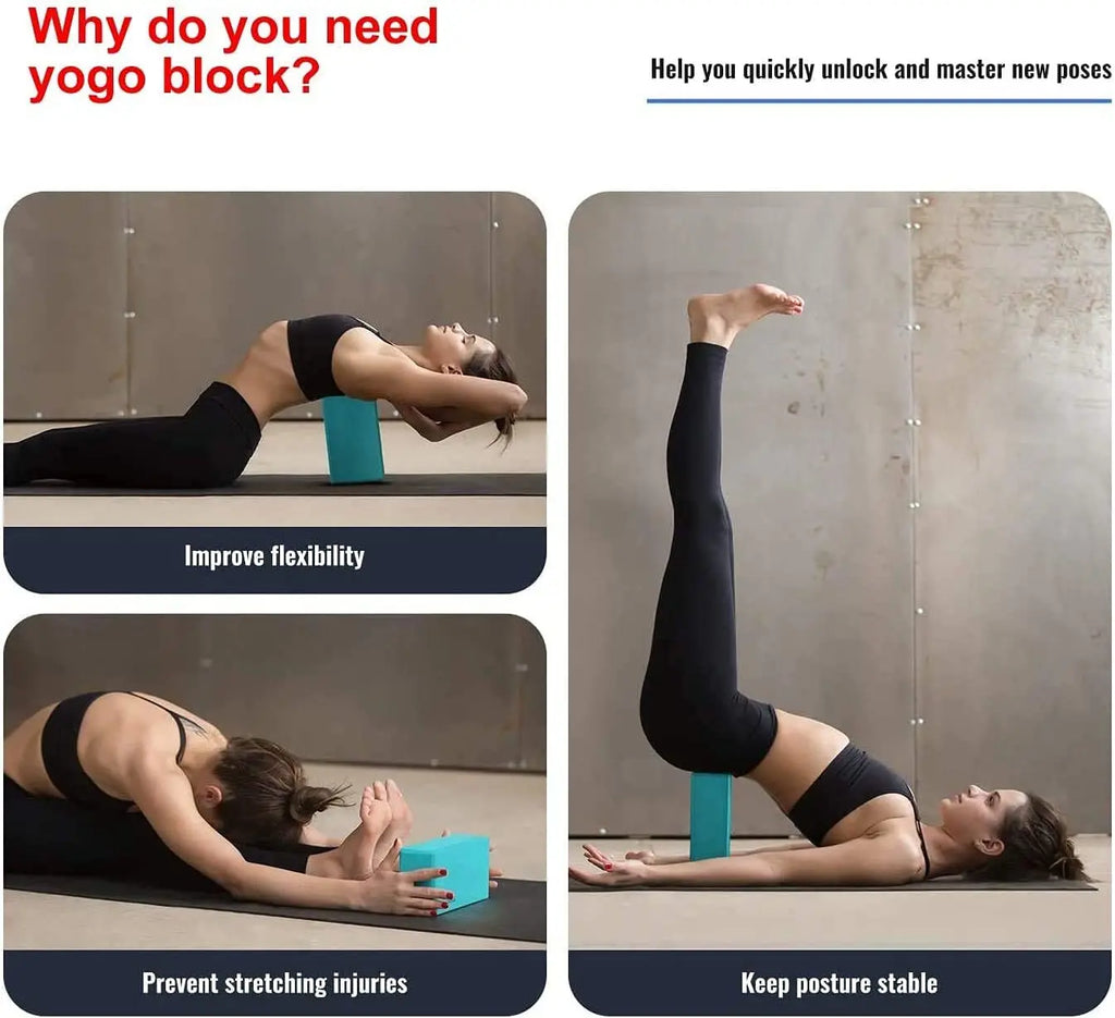 2 Pack Gym Blocks Foam Brick Training Exercise Fitness Equipment Yoga Blocks