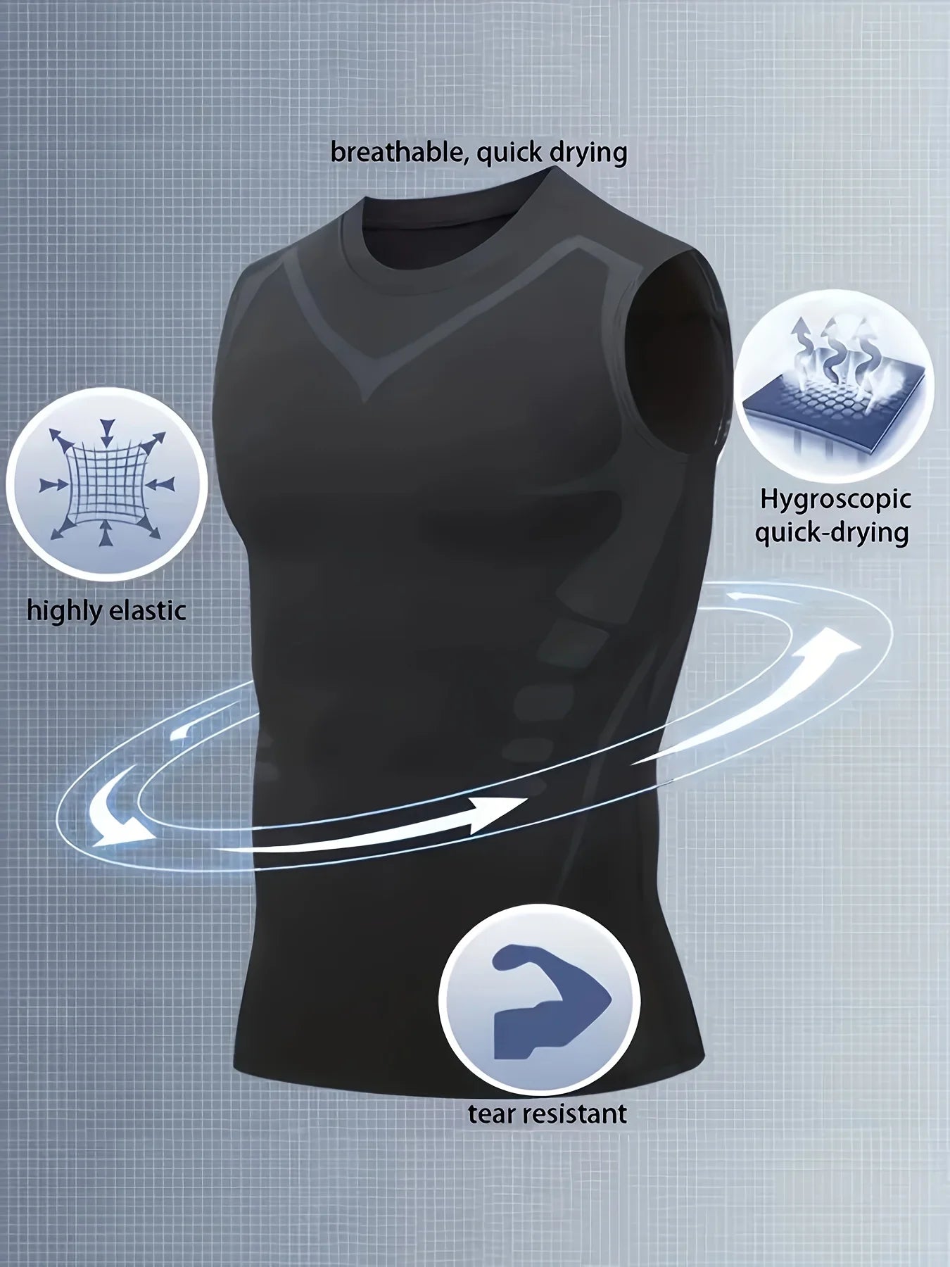 Men's Sleeveless Quick Dry Compression Tank Top For Training Fitness