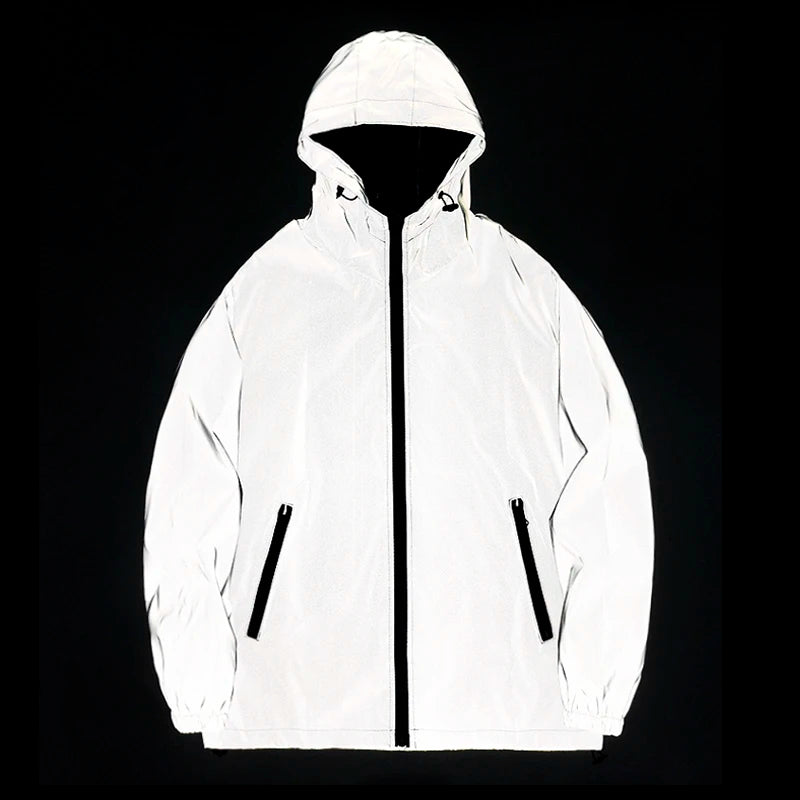 Double Fabric Windbreaker Hooded Jacket With Zipper