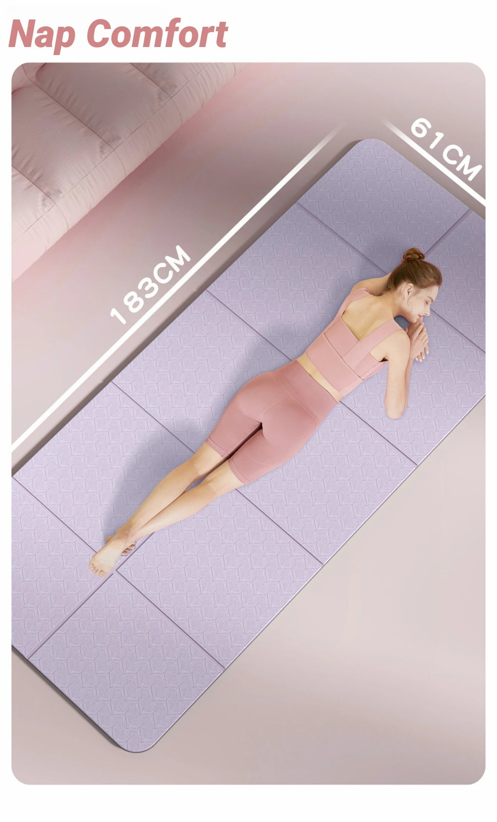 Foldable Yoga Mat Eco Friendly Folding Travel Fitness Double Sided Non-Slip For Workouts