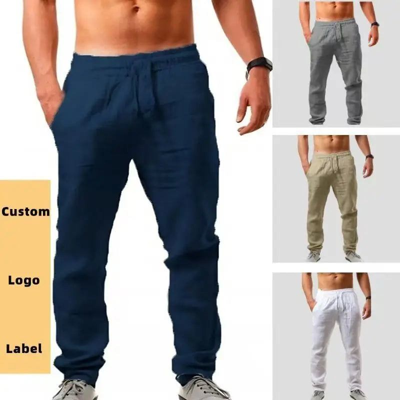 Men Breathable Pure Cotton Sweatpants Outdoor Sports Wide Leg Sweats