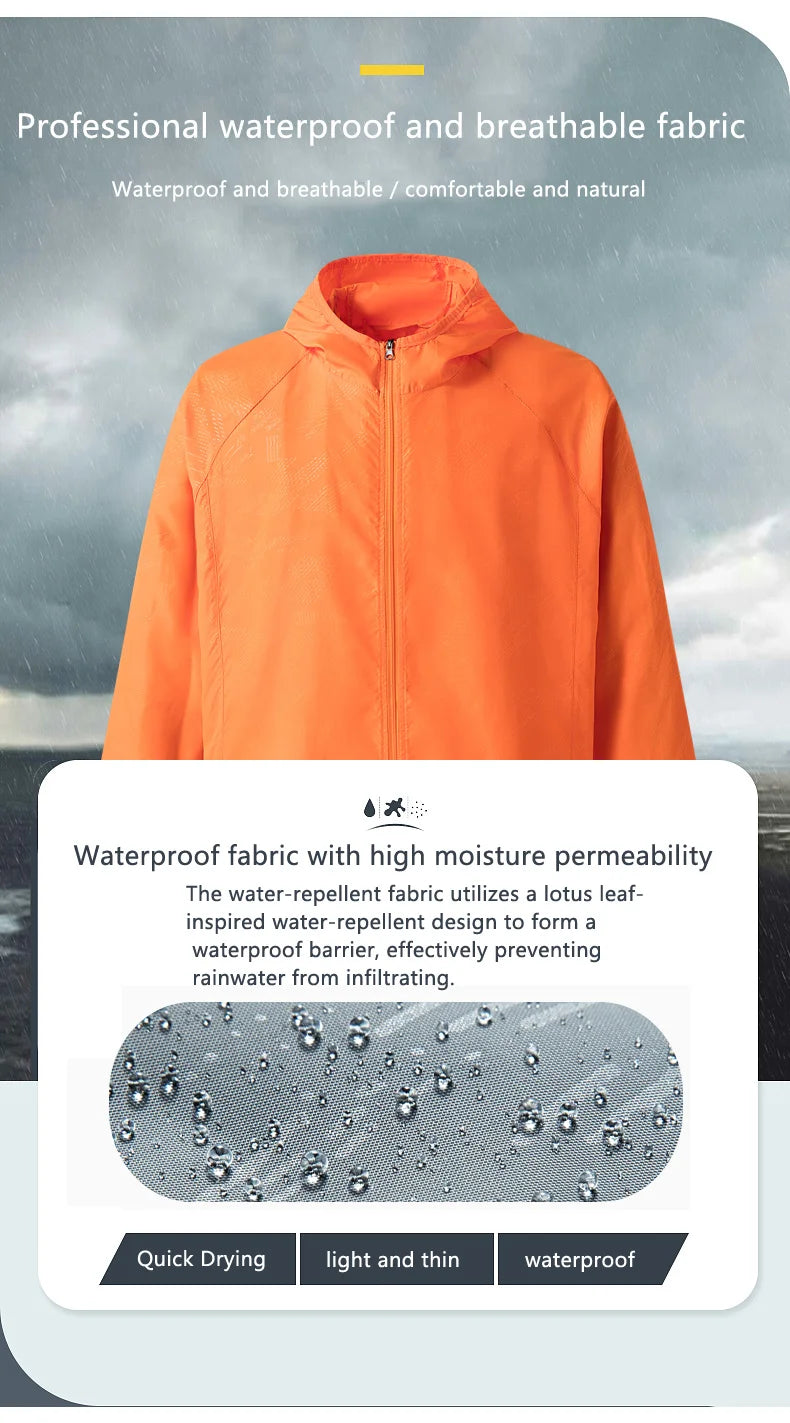 Men's Women's Waterproof Hiking Jacket Windbreaker Outdoor Coat