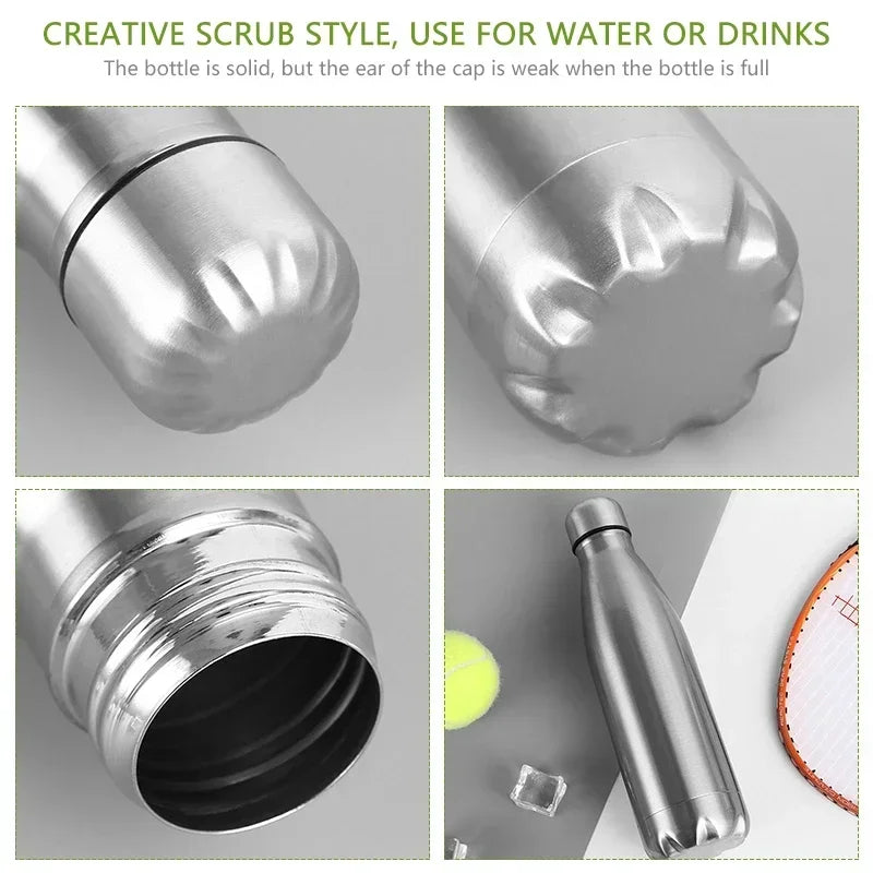 0.75/1 Liter Stainless Steel Water Bottle For Outdoor Camping Hiking Sports