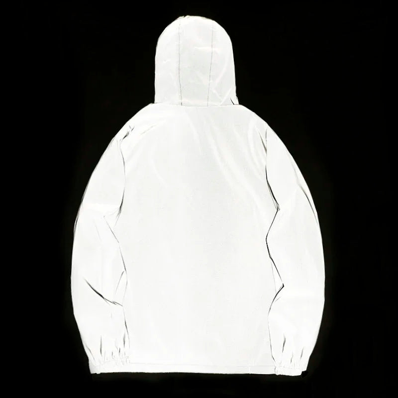 Double Fabric Windbreaker Hooded Jacket With Zipper
