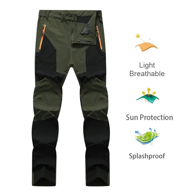 Men Sports Breathable Pants Hiking Trousers Camping Splash Prevention Quick Dry UV Resistant Elastic Thin