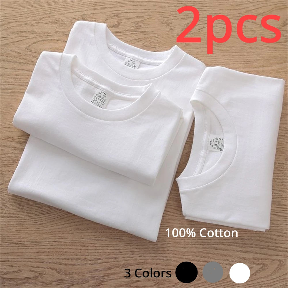 2 Pack 100% Cotton Solid T Shirts Men and Women