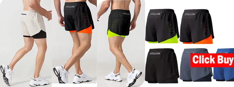 Men Running Shorts Gym Sports Shorts 2 In 1 For Fitness Training