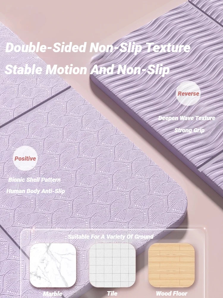 Foldable Yoga Mat Eco Friendly Folding Travel Fitness Double Sided Non-Slip For Workouts