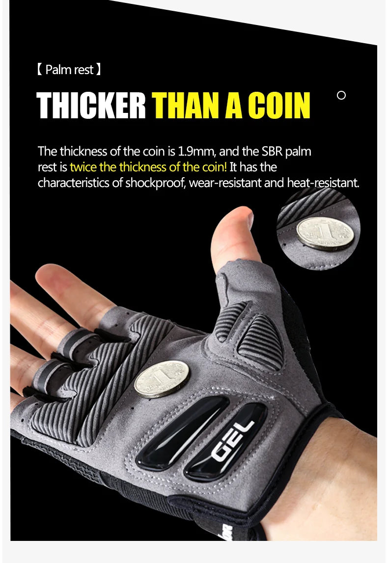 Half-Finger Cycling Gloves Black Silicone Fitness Gloves