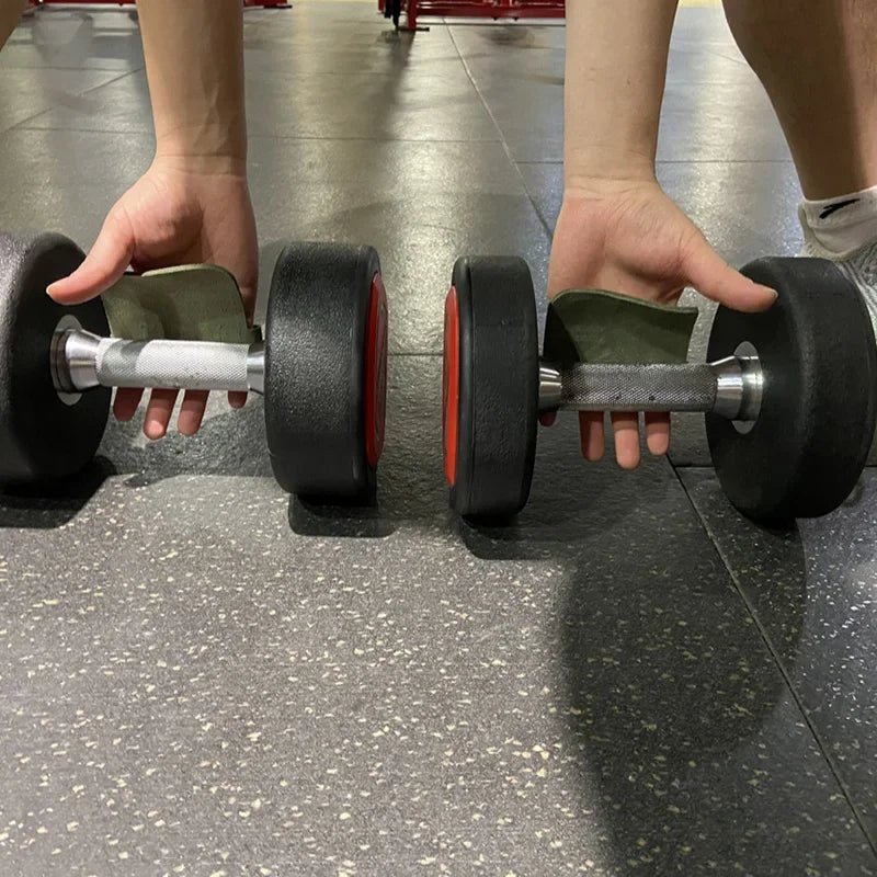 Leather Weight Lifting Training Gloves Palm Protection For Weights