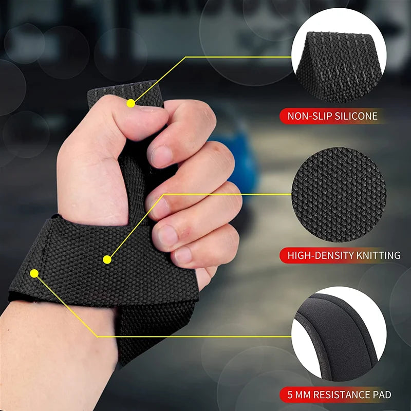 Weightlifting Wrist Straps Strength Training Booster Adjustable Non-slip Straps