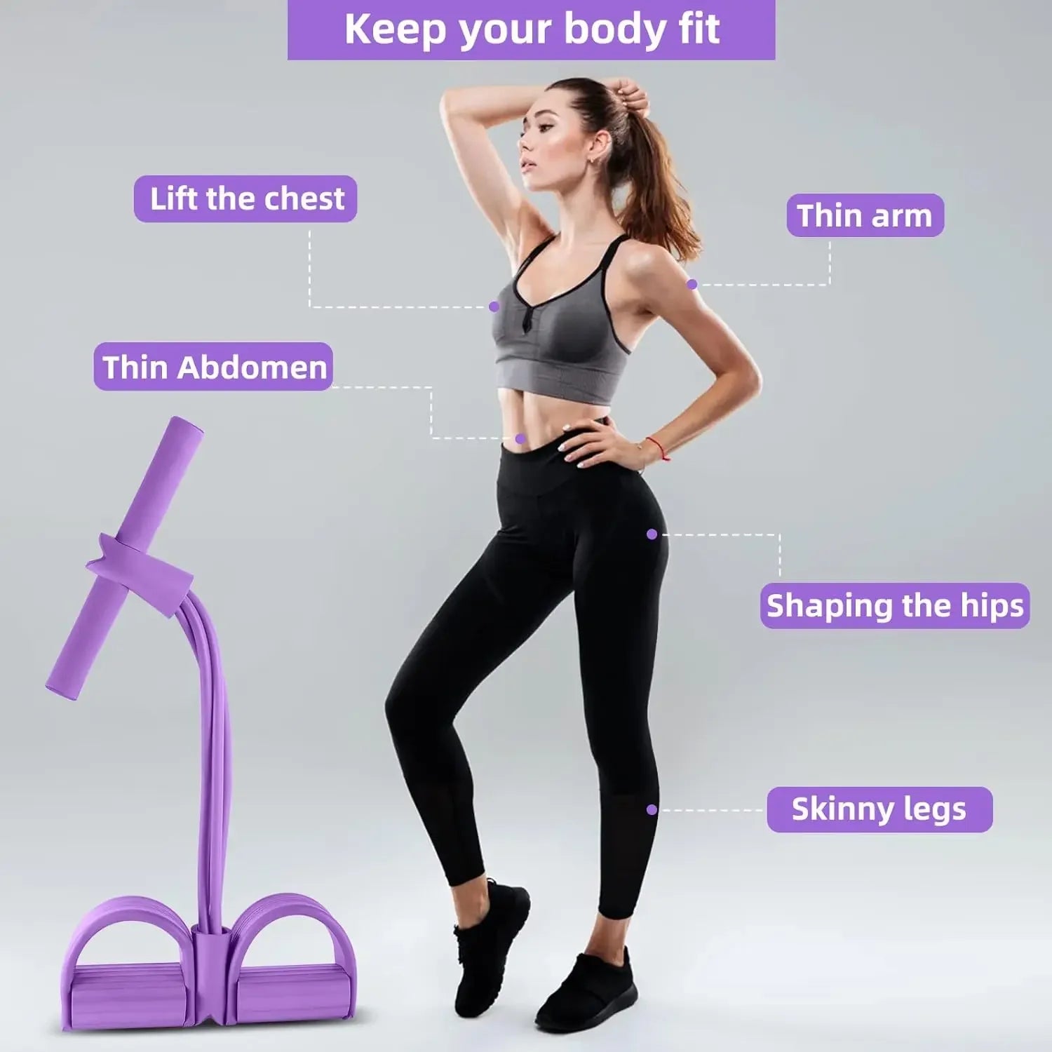 Resistance Band Tensioner with Non-Slip Handles - Home Fitness Equipment for Abdominal Muscle Training