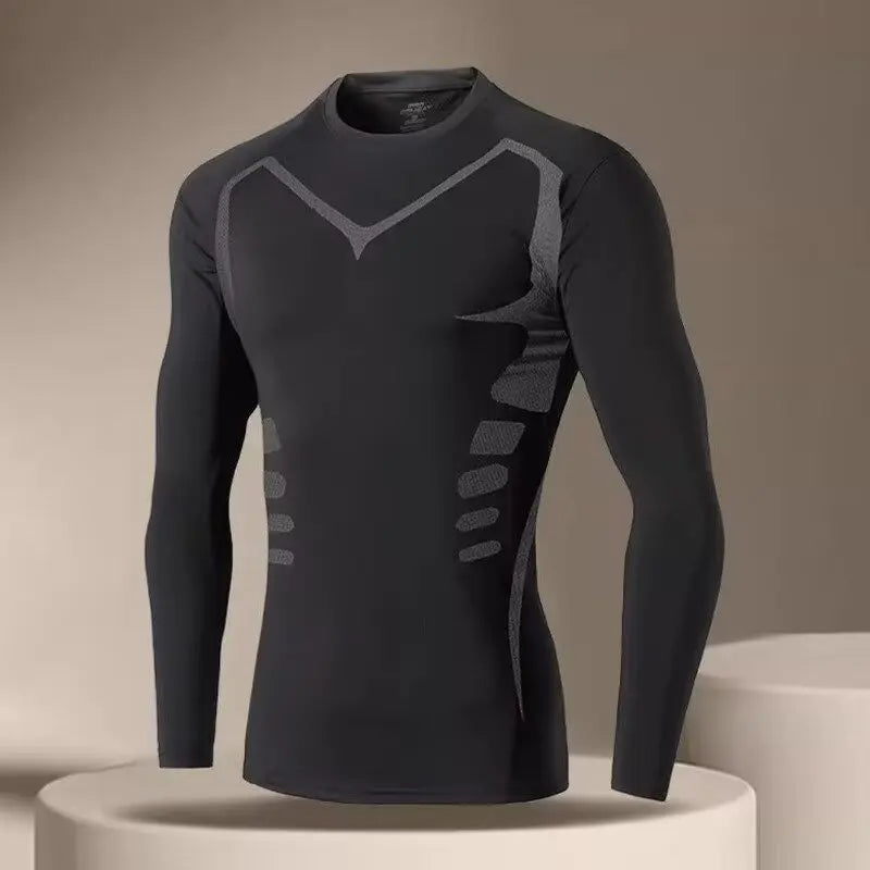 Men's Long Sleeve Compression Shirt for Running and Fitness
