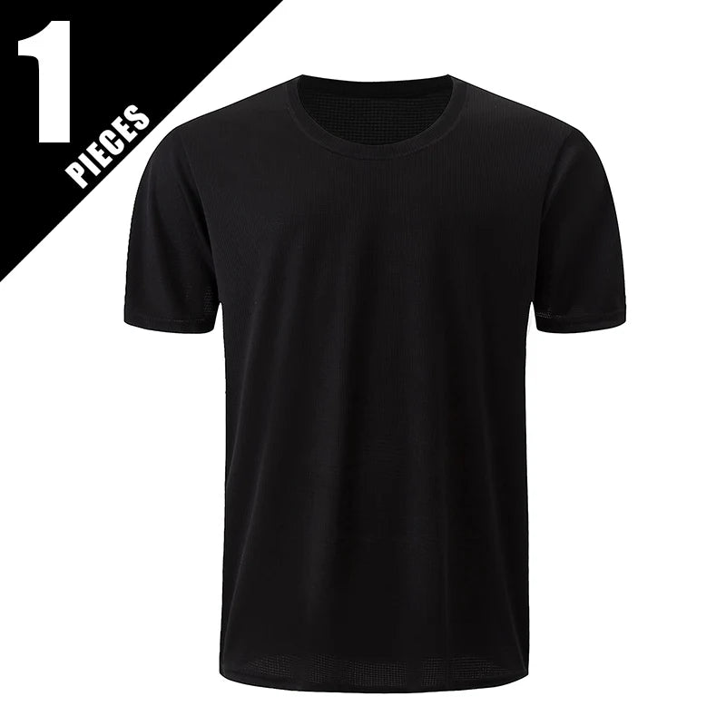 Men's Solid Color Sports Short Sleeve Fitness Shirt