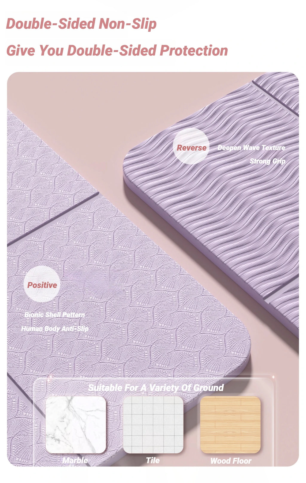 Foldable Yoga Mat Eco Friendly Folding Travel Fitness Double Sided Non-Slip For Workouts