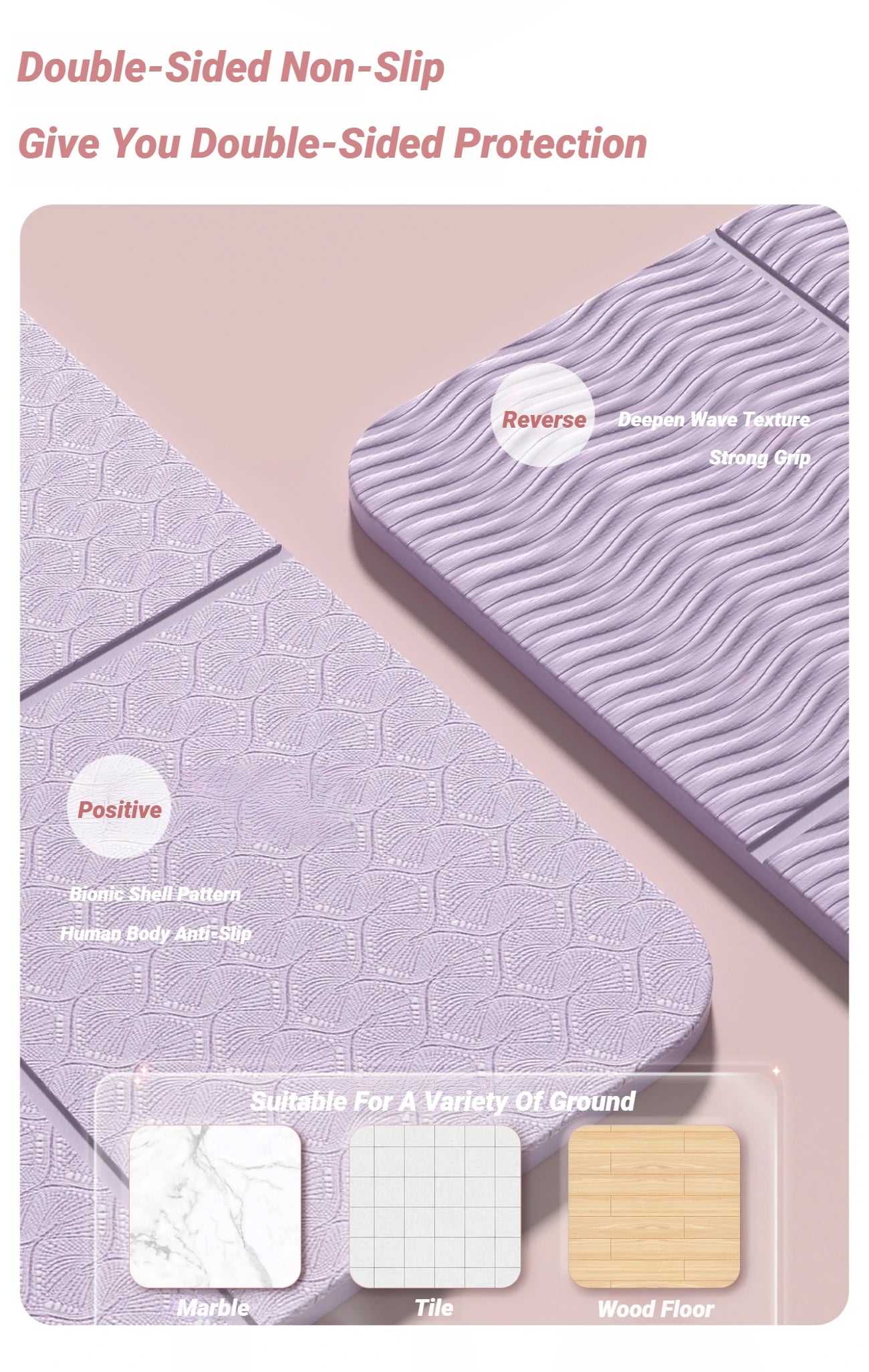 Foldable Yoga Mat Eco Friendly Folding Travel Fitness Double Sided Non-Slip For Workouts