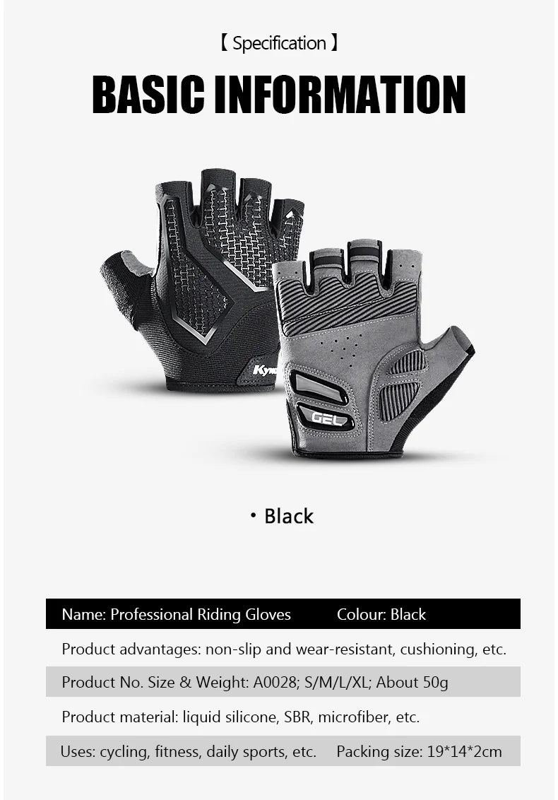 Half-Finger Cycling Gloves Black Silicone Fitness Gloves