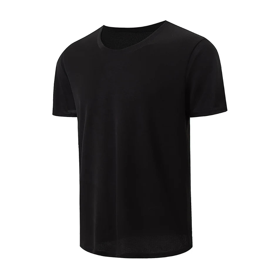 Men's Solid Color Sports Short Sleeve Fitness Shirt