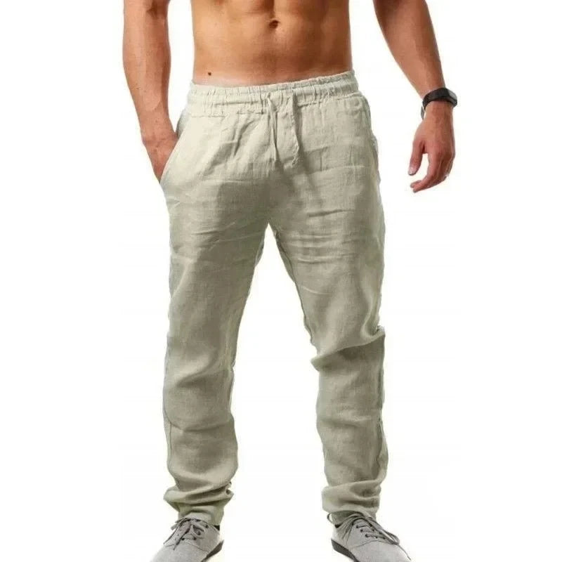 Men Breathable Pure Cotton Sweatpants Outdoor Sports Wide Leg Sweats