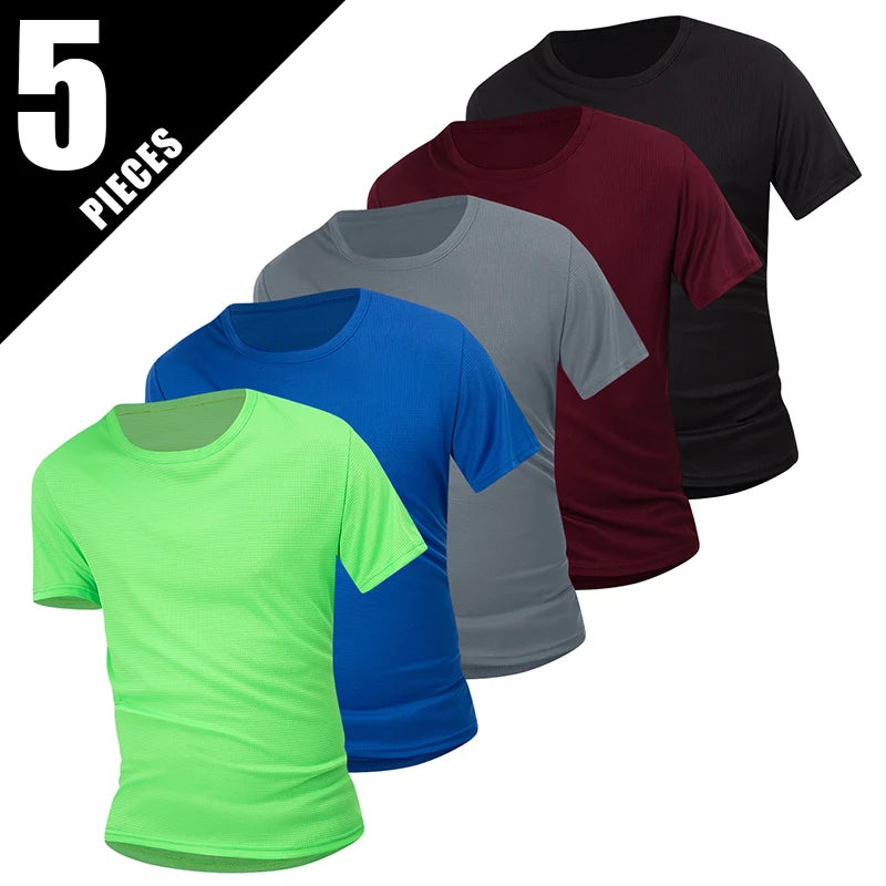 Men's Solid Color Sports Short Sleeve Fitness Shirt