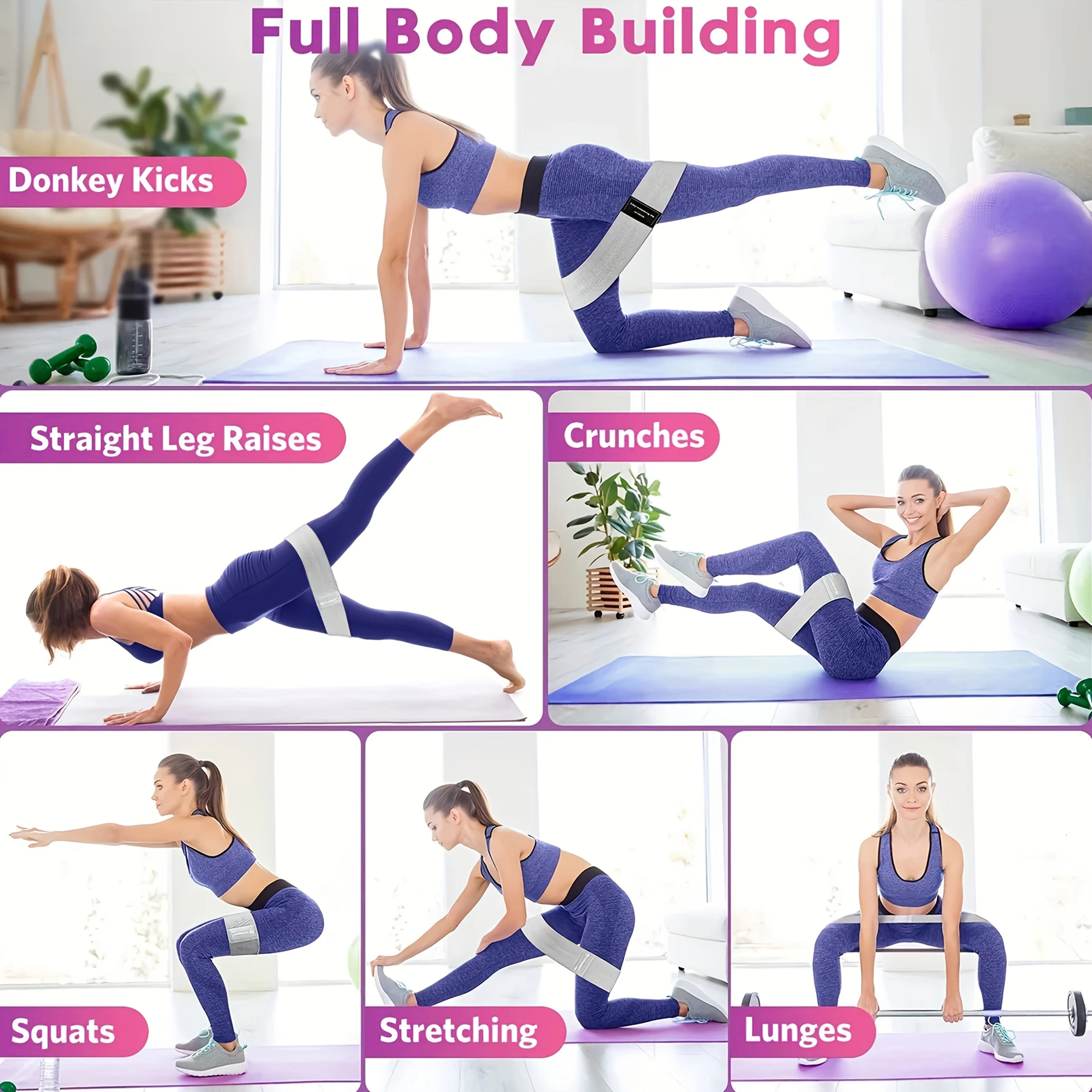 Fabric Resistance Bands Elastic Glute Thigh Workout Squat Strips