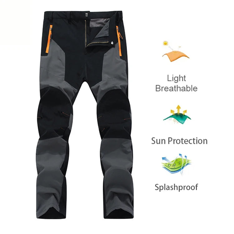 Men Sports Breathable Pants Hiking Trousers Camping Splash Prevention Quick Dry UV Resistant Elastic Thin