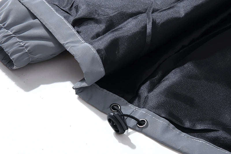 Double Fabric Windbreaker Hooded Jacket With Zipper