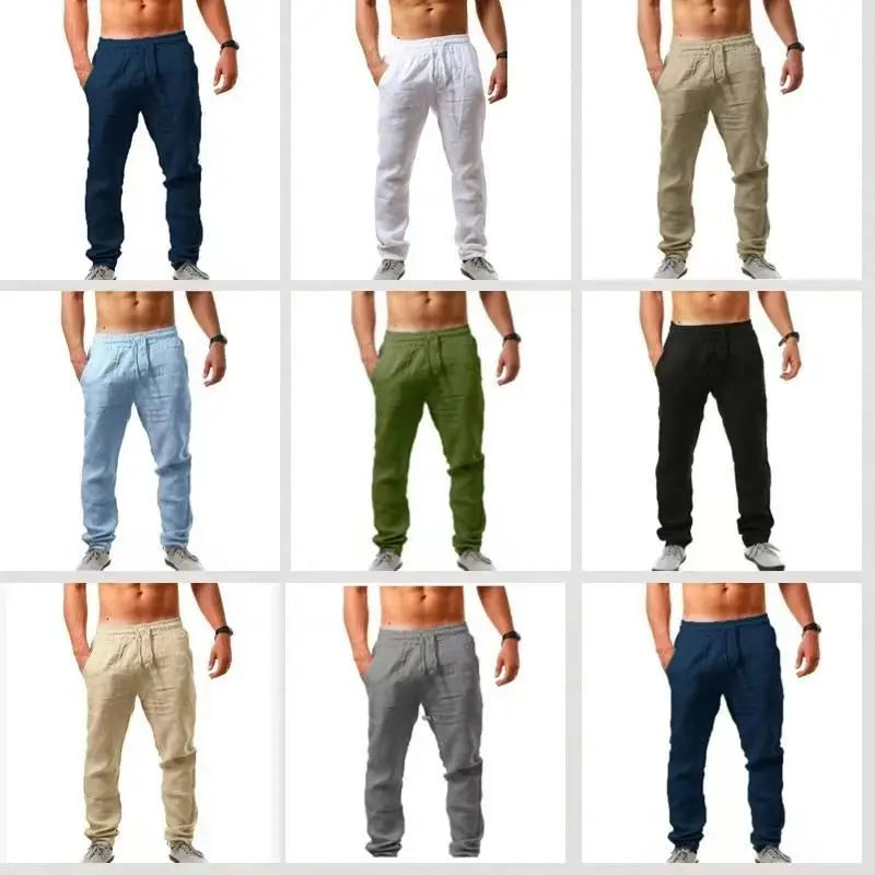 Men Breathable Pure Cotton Sweatpants Outdoor Sports Wide Leg Sweats