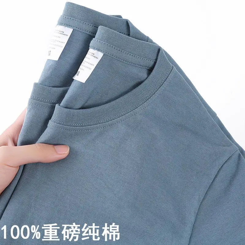 100% Cotton T-shirt Men Women Solid Color