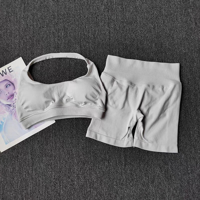 2 Piece Yoga Suit for Women Seamless Fitness Gym Outfit