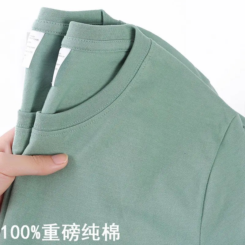 100% Cotton T-shirt Men Women Solid Color