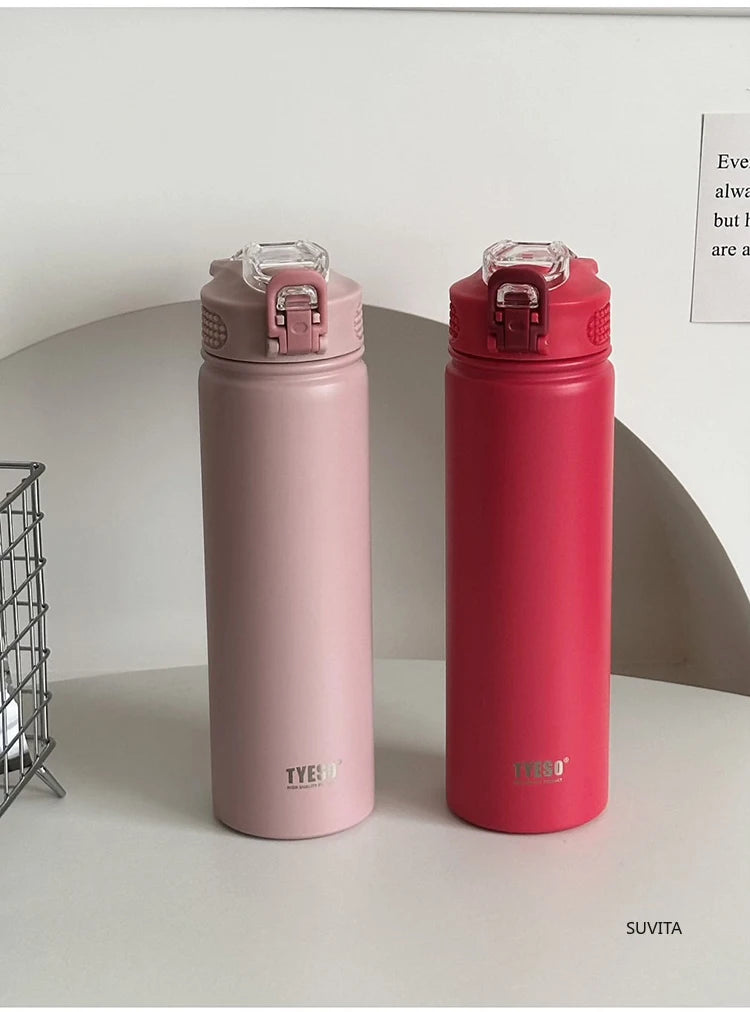 600ML/750ML Thermos Water Bottle With Straw Stainless Steel Thermal Keeps Cold and Heat