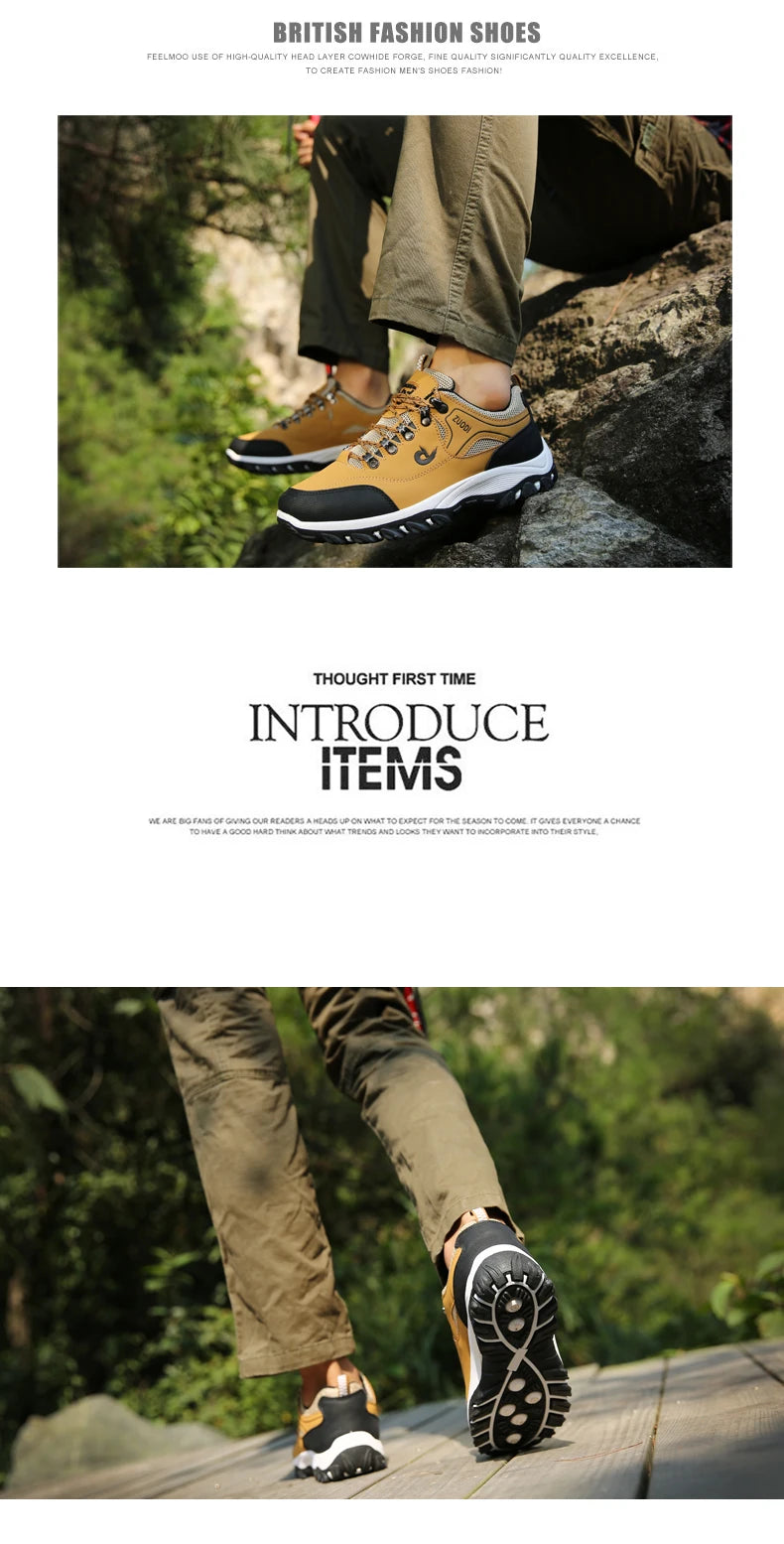 Men's Waterproof Hiking Shoes Outdoor Leather Sports Shoes