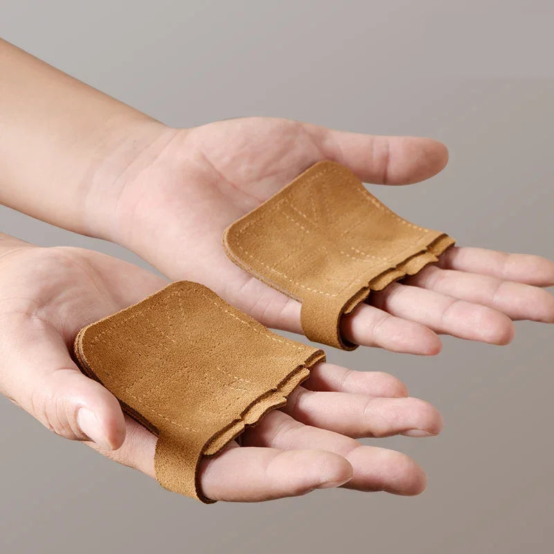 Leather Weight Lifting Training Gloves Palm Protection For Weights