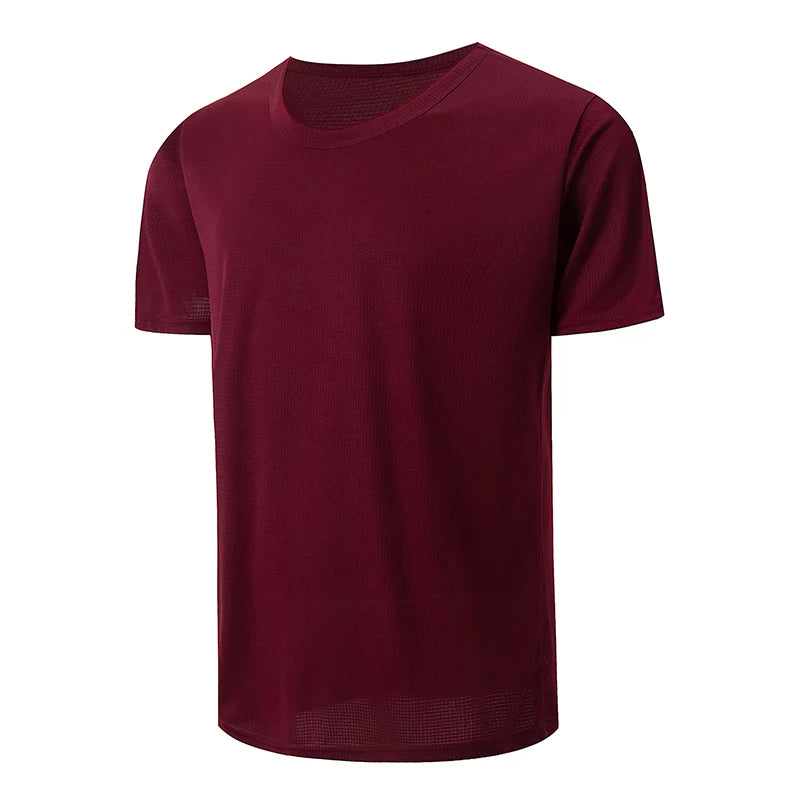 Men's Solid Color Sports Short Sleeve Fitness Shirt