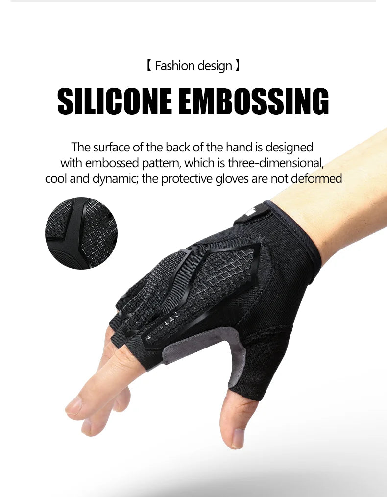 Half-Finger Cycling Gloves Black Silicone Fitness Gloves