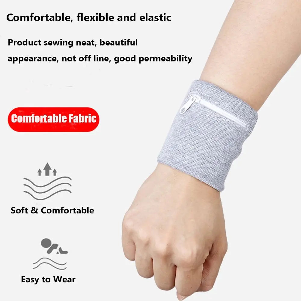 1 Piece Sports Wristband With Zipper Wrist Protection Absorbent Sleeve Towel