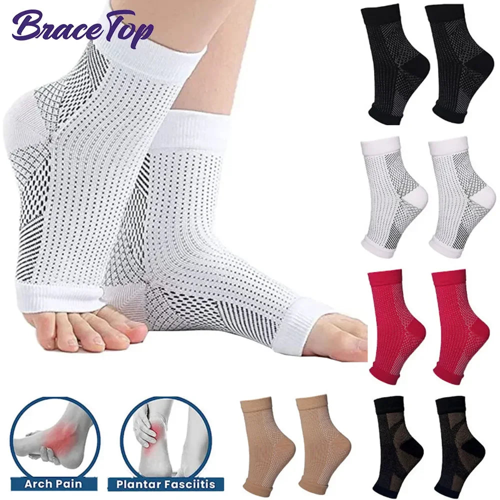 2 Pair Compression Ankle Brace For Heels Arch Support