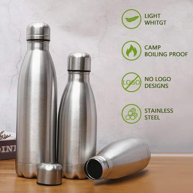 0.75/1 Liter Stainless Steel Water Bottle For Outdoor Camping Hiking Sports