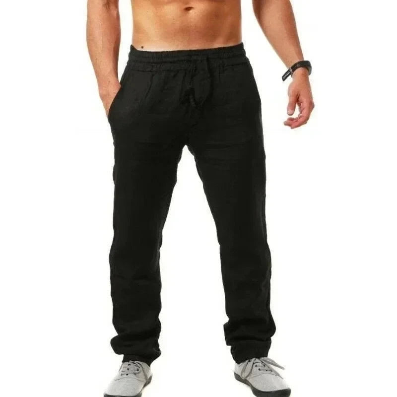 Men Breathable Pure Cotton Sweatpants Outdoor Sports Wide Leg Sweats