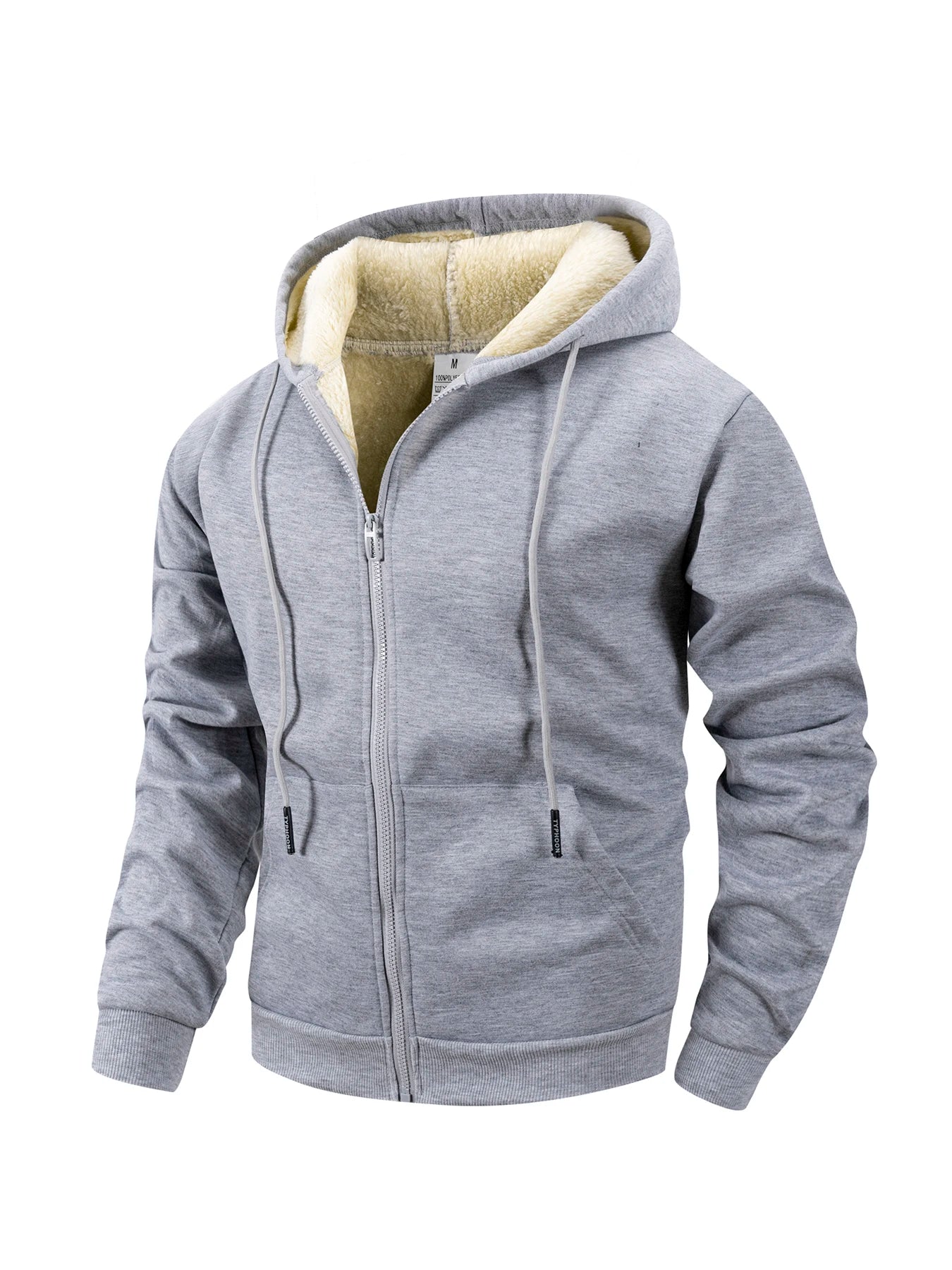 Winter Men's Zipper Jacket Fleece Warm Windproof Hoodie