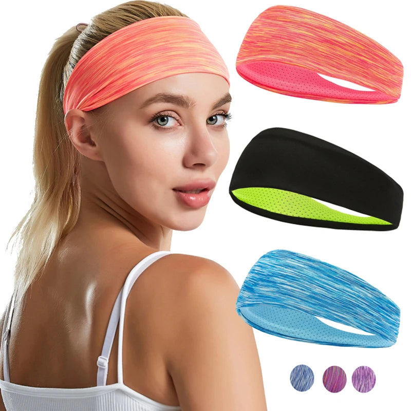3 Pack Sweatband for Men/Women Elastic Sport Headbands